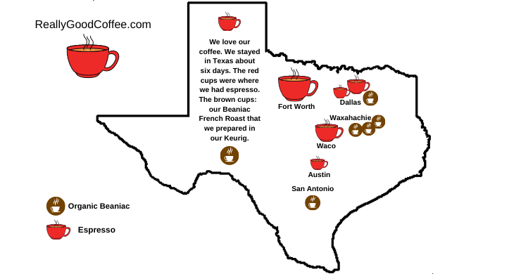 Texas Really Good Coffee Map 